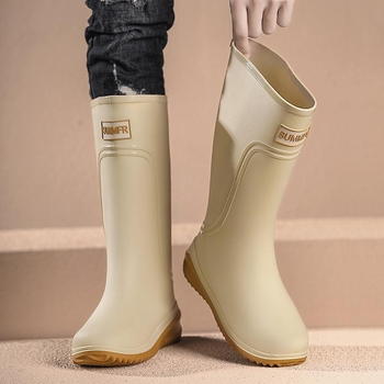 Ανδρικές γαλότσες βροχής, ψηλό ύψος μέχρι το γόνατο, Crosyile ρητίνη στην επάνω μεριά, εθνικό στυλ