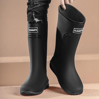 Ανδρικές γαλότσες βροχής, ψηλό ύψος μέχρι το γόνατο, Crosyile ρητίνη στην επάνω μεριά, εθνικό στυλ