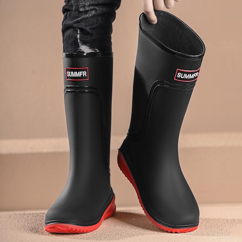 Ανδρικές γαλότσες βροχής, ψηλό ύψος μέχρι το γόνατο, Crosyile ρητίνη στην επάνω μεριά, εθνικό στυλ