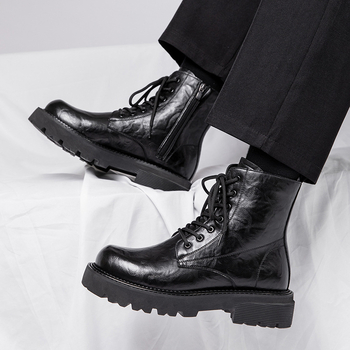 Ανδρικά μποτάκια Martin με υψηλό shaft, επάνω μέρος από microfiber δέρμα, καουτσούκ σόλα, αδιάβροχα και ζεστά