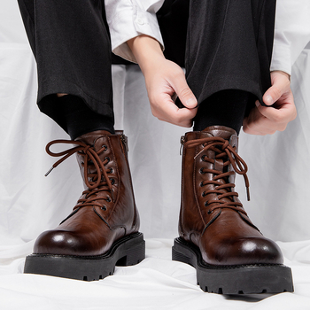 Ανδρικά μποτάκια Martin με υψηλό shaft, επάνω μέρος από microfiber δέρμα, καουτσούκ σόλα, αδιάβροχα και ζεστά