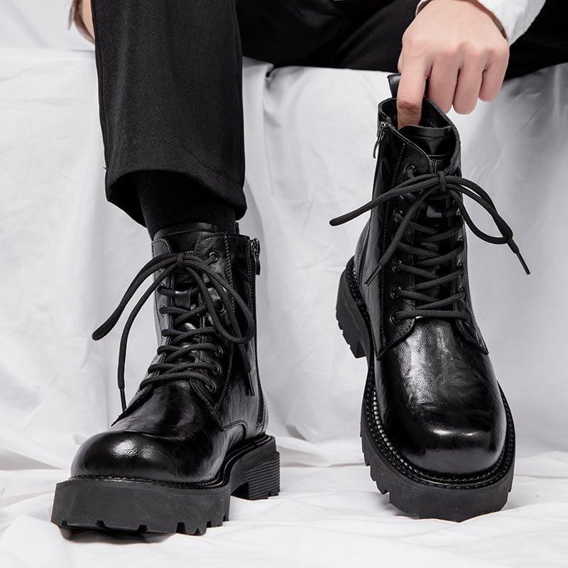 Vīriešu Martin zābaki ar augstu garumu, virsējais materiāls no mikrošķiedras ādas, gumijas zole, ūdensizturīgi un silti