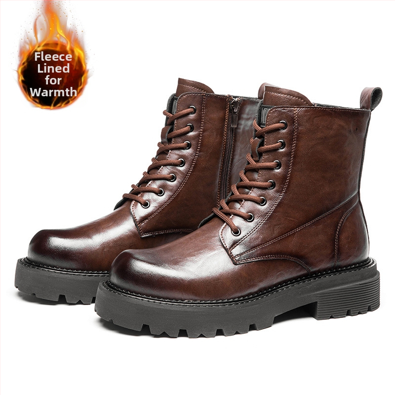 Vīriešu Martin zābaki ar augstu garumu, virsējais materiāls no mikrošķiedras ādas, gumijas zole, ūdensizturīgi un silti