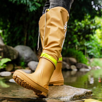 Ανδρικά ψηλά αδιάβροτα μποτάκια βροχής με PVC επένδυση, πλαστική σόλα, ψηλός άνω μέρος, slip-on, αντιολισθητικά και ανθεκτικά στη φθορά