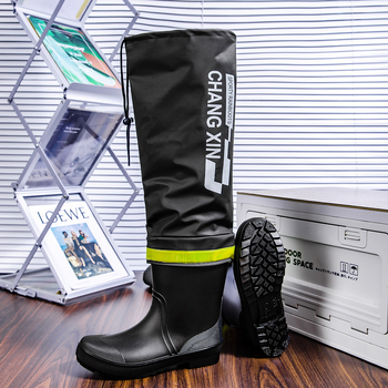 Ανδρικά ψηλά αδιάβροτα μποτάκια βροχής με PVC επένδυση, πλαστική σόλα, ψηλός άνω μέρος, slip-on, αντιολισθητικά και ανθεκτικά στη φθορά