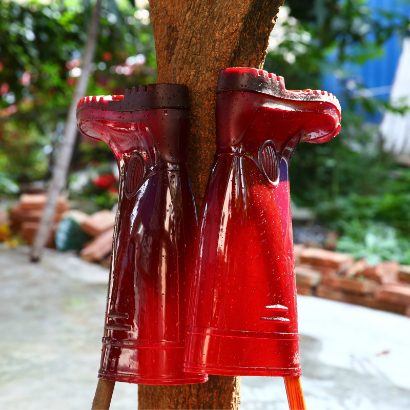 Ghete de ploaie înalte pentru bărbați, partea superioară din PVC, talpă din plastic, anti-derapare, rezistente la acizi și la alcalii