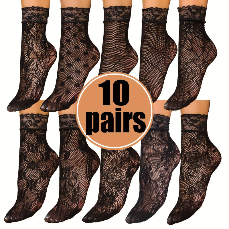 Mežģīņu tīklu potīšu zeķes ar augstu elastību, sviedru uzsūkšana, 100% cits audums, pludmales sporta zeķes