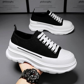 Unisex kanvas apavi ar gumijas zoli, PU zolīte, sietveida oderējums, auklas, apaļa purngala