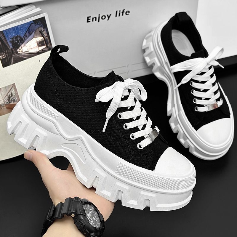 Unisex kanvas apavi ar gumijas zoli, PU zolīte, sietveida oderējums, auklas, apaļa purngala