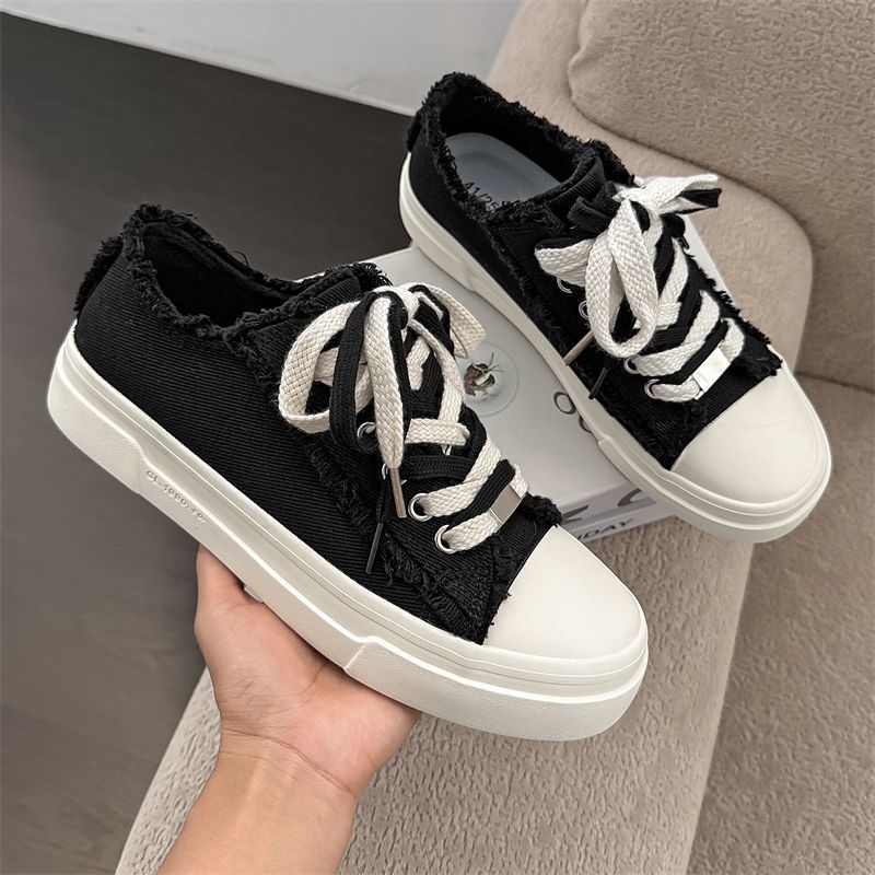 Unisex kanvas apavi ar gumijas zoli, PU zolīte, sietveida oderējums, auklas, apaļa purngala