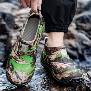 Ανδρικά Παπούτσια για τη Βροχή, PVC Άνω Μέρος, Χαμηλός Άξονας, Κυκλική Μύτη, Αντιολισθητικά