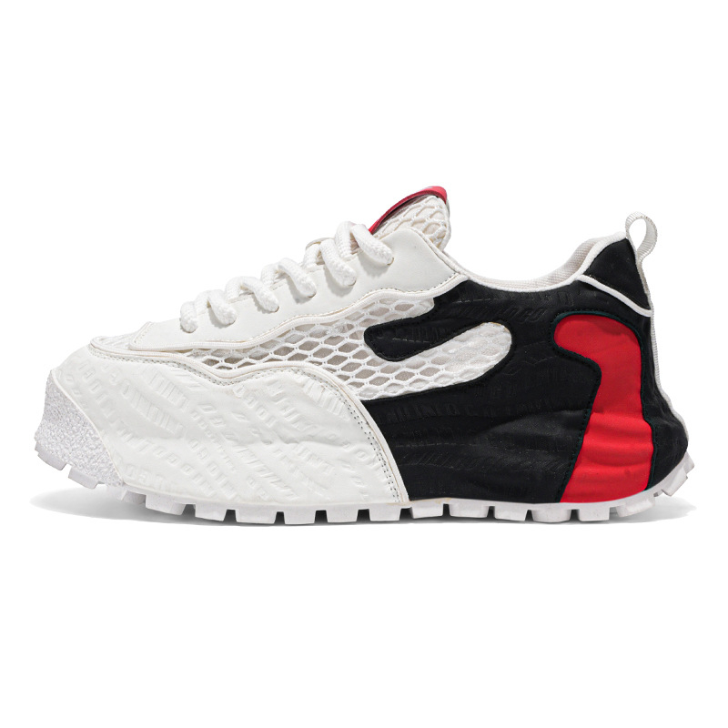 Kényelmes férfi cipő dad shoes stílusban: lélegző hálós felsőrész, vastag injektált talp, fűzővel záródó, EVA talpbetét, alacsony szárú