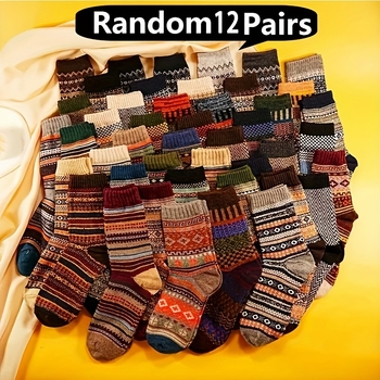 Κάλτσες πλεκτές μέχρι τη μέση της γάμπας, αντιολισθητικές, βιντάζ tribal μοτίβο – Seven-in-One, SKU jd601100839083407