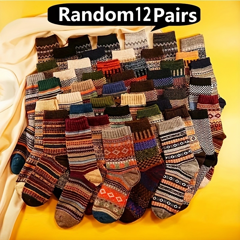 Κάλτσες πλεκτές μέχρι τη μέση της γάμπας, αντιολισθητικές, βιντάζ tribal μοτίβο – Seven-in-One, SKU jd601100839083407
