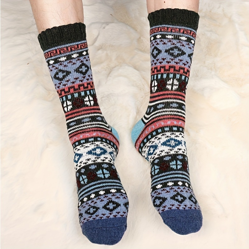 Κάλτσες πλεκτές μέχρι τη μέση της γάμπας, αντιολισθητικές, βιντάζ tribal μοτίβο – Seven-in-One, SKU jd601100839083407