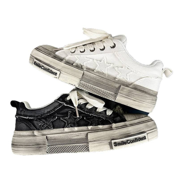 Ανδρικά skate sneakers με στρογγυλή μύτη, συνθετικό δέρμα επάνω, καουτσούκ σόλα, χαμηλό ύψος, κορδόνια