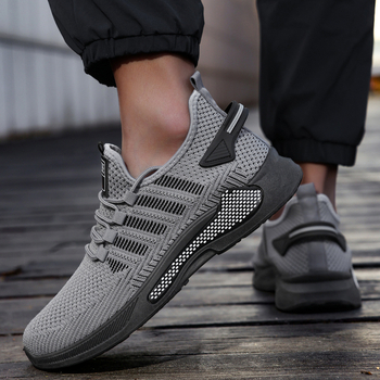 Ανδρικά casual παπούτσια με διαπνέουσα υφαντή επάνω μεριά, χαμηλό ύψος, στρογυλλή μύτη, καουτσούκ σόλα, υφασμάτινος πάτος