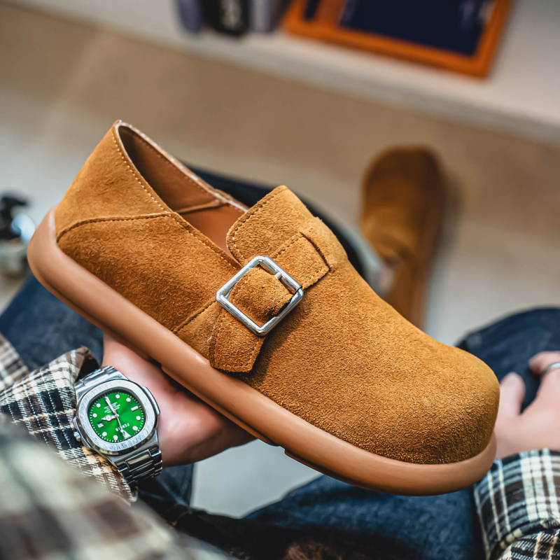 Vyriški slip-on loaferiai su veluro viršutine, guma padas, anti-slip, retro stiliaus, pavasaris