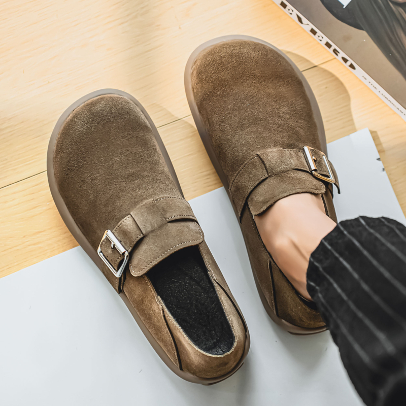 Vyriški slip-on loaferiai su veluro viršutine, guma padas, anti-slip, retro stiliaus, pavasaris