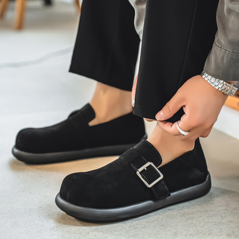 Vyriški slip-on loaferiai su veluro viršutine, guma padas, anti-slip, retro stiliaus, pavasaris