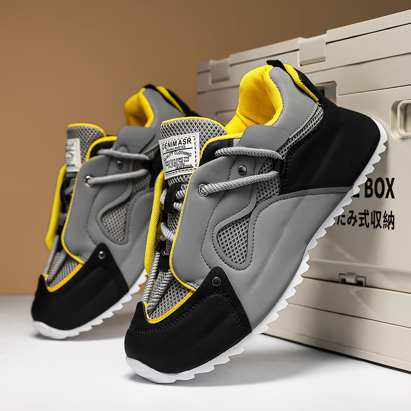Ανδρικά casual αθλητικά παπούτσια, αναπνεύσιμο PU επάνω μέρος, σόλα από καουουκ σόλα, με κορδόνια στην πρόσοψη, χαμηλό ύψος, ελαφριά και ανθεκτικά στη φθορά