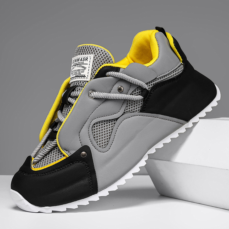Ανδρικά casual αθλητικά παπούτσια, αναπνεύσιμο PU επάνω μέρος, σόλα από καουουκ σόλα, με κορδόνια στην πρόσοψη, χαμηλό ύψος, ελαφριά και ανθεκτικά στη φθορά