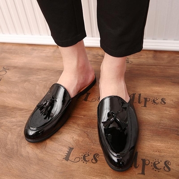 Vīriešu pavasara slip-on apavi, PU augšdaļa, gumijas zole, apaļa purngala, PU iekšējā zole, anti-slip