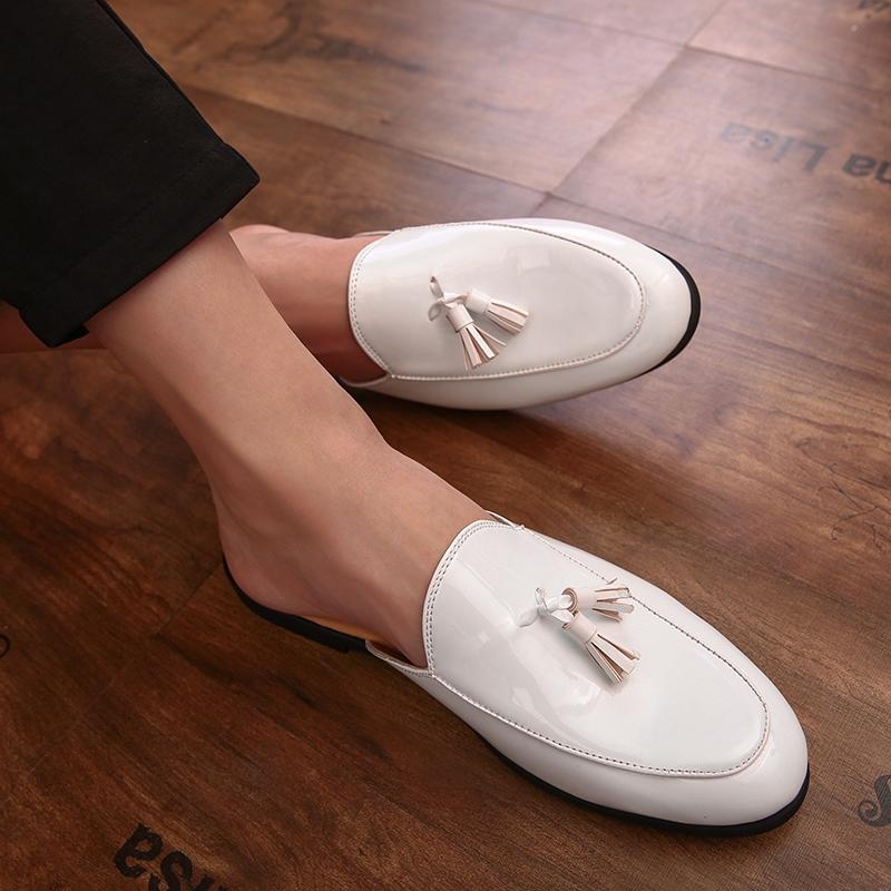 Vīriešu pavasara slip-on apavi, PU augšdaļa, gumijas zole, apaļa purngala, PU iekšējā zole, anti-slip