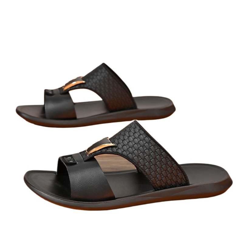 Ανδρικά PU σανδάλια - PU επάνω μέρος και σόλα, casual με ανοιχτό δάχτυλο, Slip-On, ελαφρά, αντιολισθητικά