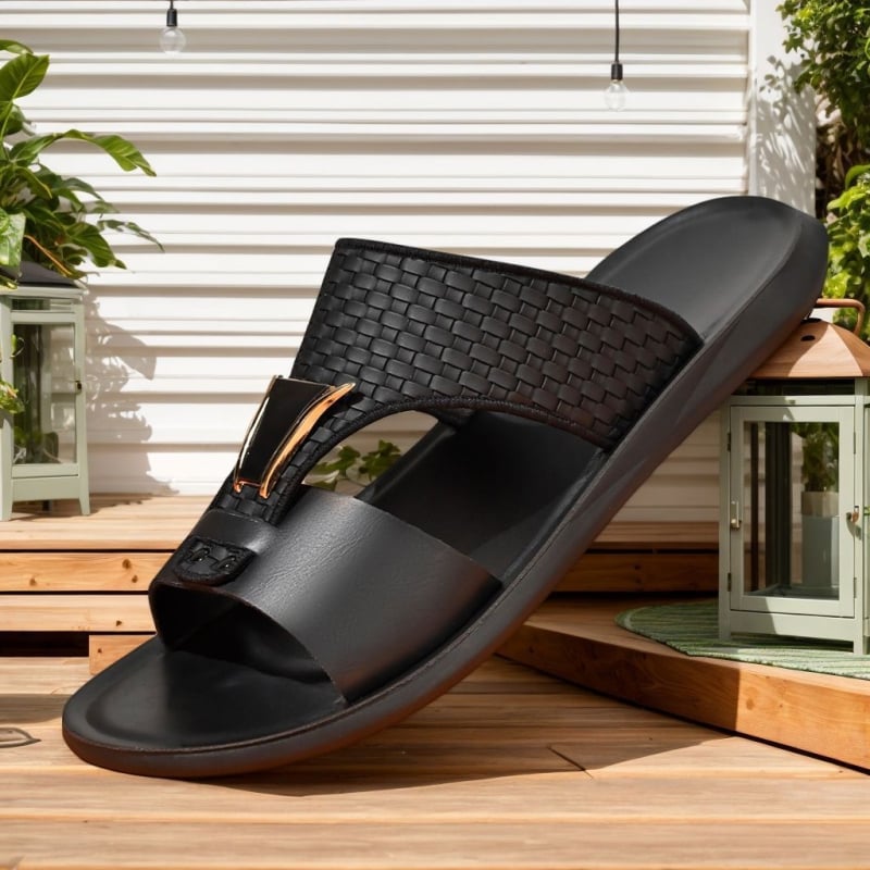 Ανδρικά PU σανδάλια - PU επάνω μέρος και σόλα, casual με ανοιχτό δάχτυλο, Slip-On, ελαφρά, αντιολισθητικά