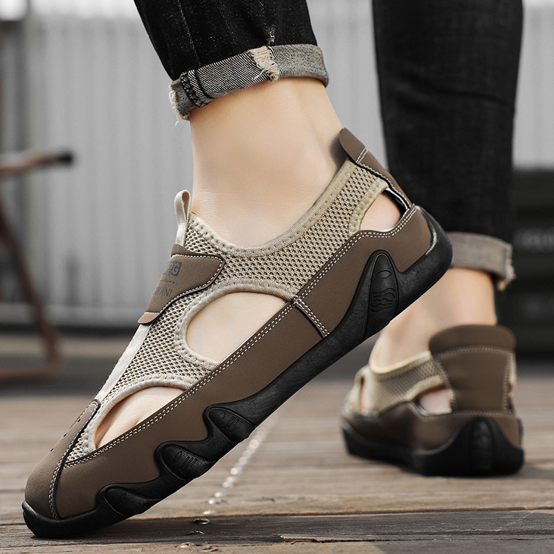 Vyriški sandalai, 2025 m. vasara, perforuoti, lengvi, sportinio stiliaus, viršus PVC, padas guma, modelis As9911