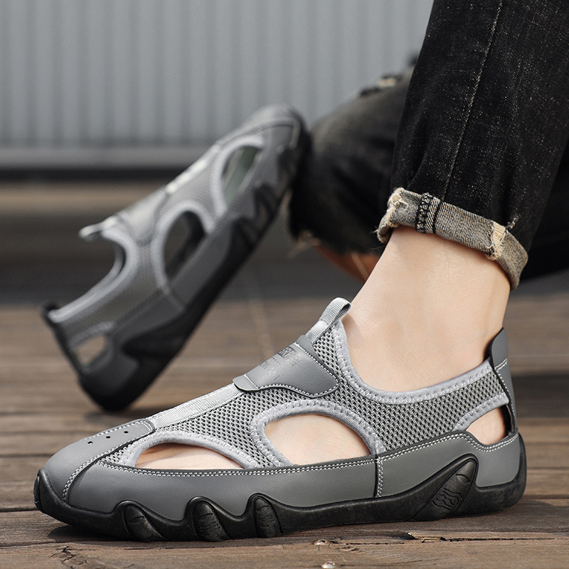 Vyriški sandalai, 2025 m. vasara, perforuoti, lengvi, sportinio stiliaus, viršus PVC, padas guma, modelis As9911