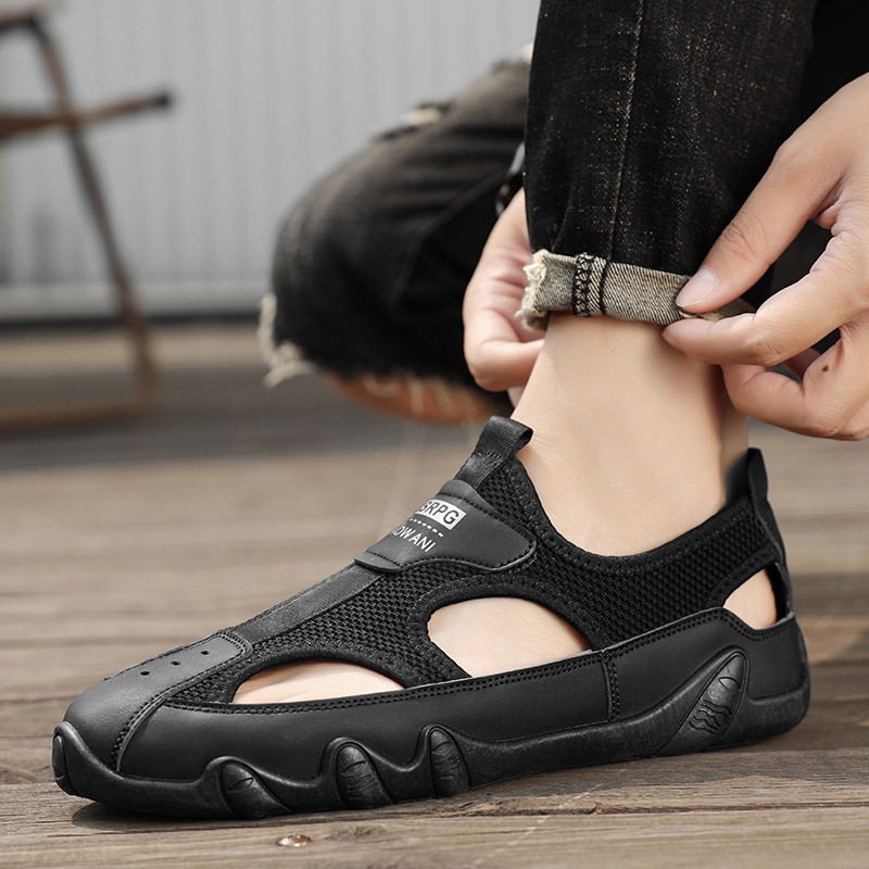 Vyriški sandalai, 2025 m. vasara, perforuoti, lengvi, sportinio stiliaus, viršus PVC, padas guma, modelis As9911