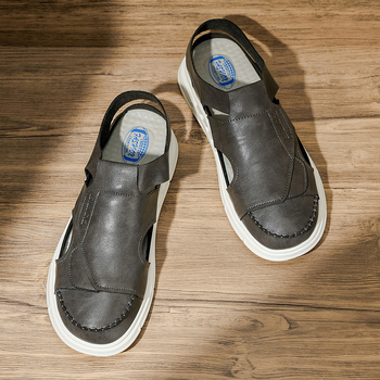 Vīriešu ikdienas sandales ar augšējā materiāla no super šķiedras, EVA zole, apaļa purns, injekcijas formēta zole