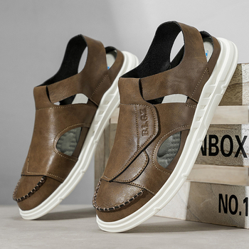 Vīriešu ikdienas sandales ar augšējā materiāla no super šķiedras, EVA zole, apaļa purns, injekcijas formēta zole