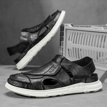 Vīriešu ikdienas sandales ar augšējā materiāla no super šķiedras, EVA zole, apaļa purns, injekcijas formēta zole