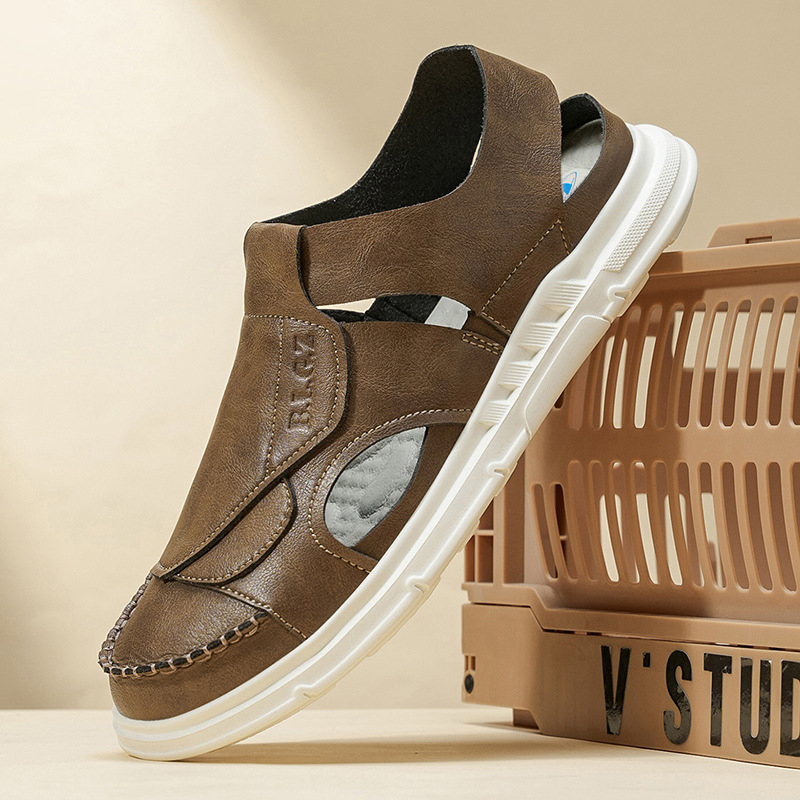 Vīriešu ikdienas sandales ar augšējā materiāla no super šķiedras, EVA zole, apaļa purns, injekcijas formēta zole