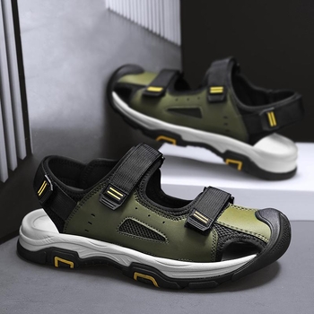 Slēgtu purngalu āra pludmales sandales ar Velcro aizdari, EVA zole, PU iekšējā zole