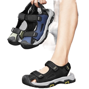 Slēgtu purngalu āra pludmales sandales ar Velcro aizdari, EVA zole, PU iekšējā zole