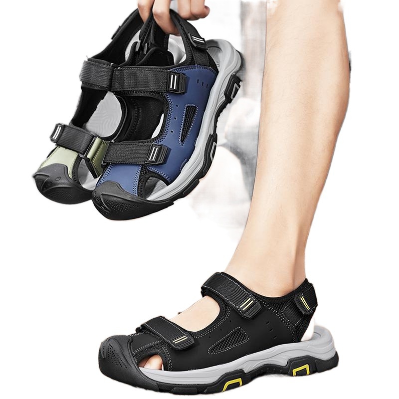 Slēgtu purngalu āra pludmales sandales ar Velcro aizdari, EVA zole, PU iekšējā zole