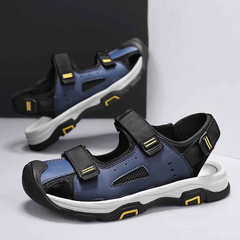 Slēgtu purngalu āra pludmales sandales ar Velcro aizdari, EVA zole, PU iekšējā zole