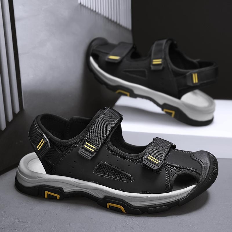 Slēgtu purngalu āra pludmales sandales ar Velcro aizdari, EVA zole, PU iekšējā zole