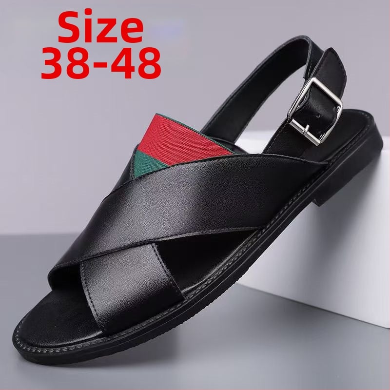 Ανδρικά σάνδαλα ριγέ — ανοιχτά δάχτυλα, διαπνέοντα, αντιολισθητικά, slip-on με ελαστικό κλείσιμο, καουτσούκ σόλα