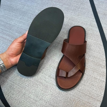 Ανδρικά casual slip-on σανδάλια, διαπνέον συνθετικό επάνω μέρος, σόλα από κάνναβη πλεγτή, επίπεδη σόλα, άνοιξη 2024
