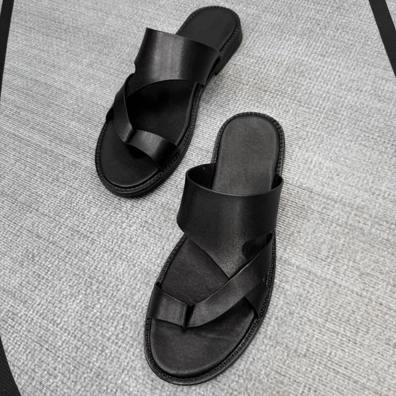 Vīriešu ikdienas slip-on sandales, elpojošs sintētiskais augšējais materiāls, Xishi velūra augšdaļa, konopa pletas zole, plakana zole, 2024. gada pavasaris