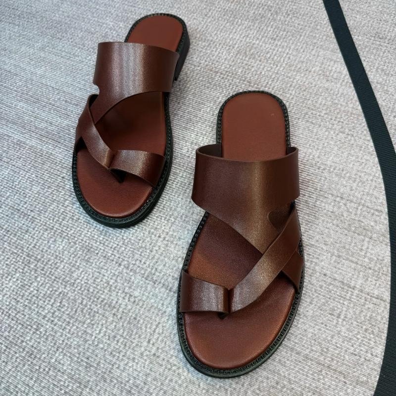 Vīriešu ikdienas slip-on sandales, elpojošs sintētiskais augšējais materiāls, Xishi velūra augšdaļa, konopa pletas zole, plakana zole, 2024. gada pavasaris
