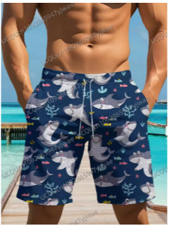 Vīriešu florālais raksts fitnesa šorti, brīvā piegriezums, īsi, galvenā auduma sastāvs: acetāts, audums: poliesters, vasaras sezona 2025.