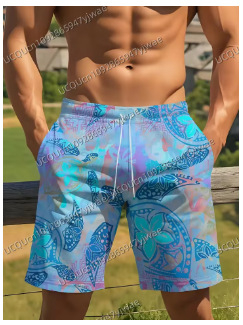 Vīriešu florālais raksts fitnesa šorti, brīvā piegriezums, īsi, galvenā auduma sastāvs: acetāts, audums: poliesters, vasaras sezona 2025.