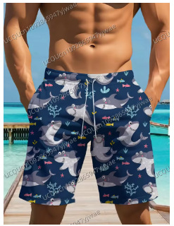 Vīriešu florālais raksts fitnesa šorti, brīvā piegriezums, īsi, galvenā auduma sastāvs: acetāts, audums: poliesters, vasaras sezona 2025.