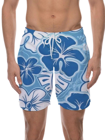 Βερμούδα παραλίας σε άνετη γραμμή με κορδόνι, ψηφιακή εκτύπωση, σχέδια ριγές/καρό/φλοράλ, Bird`s Eye πολυεστέρας (95%)